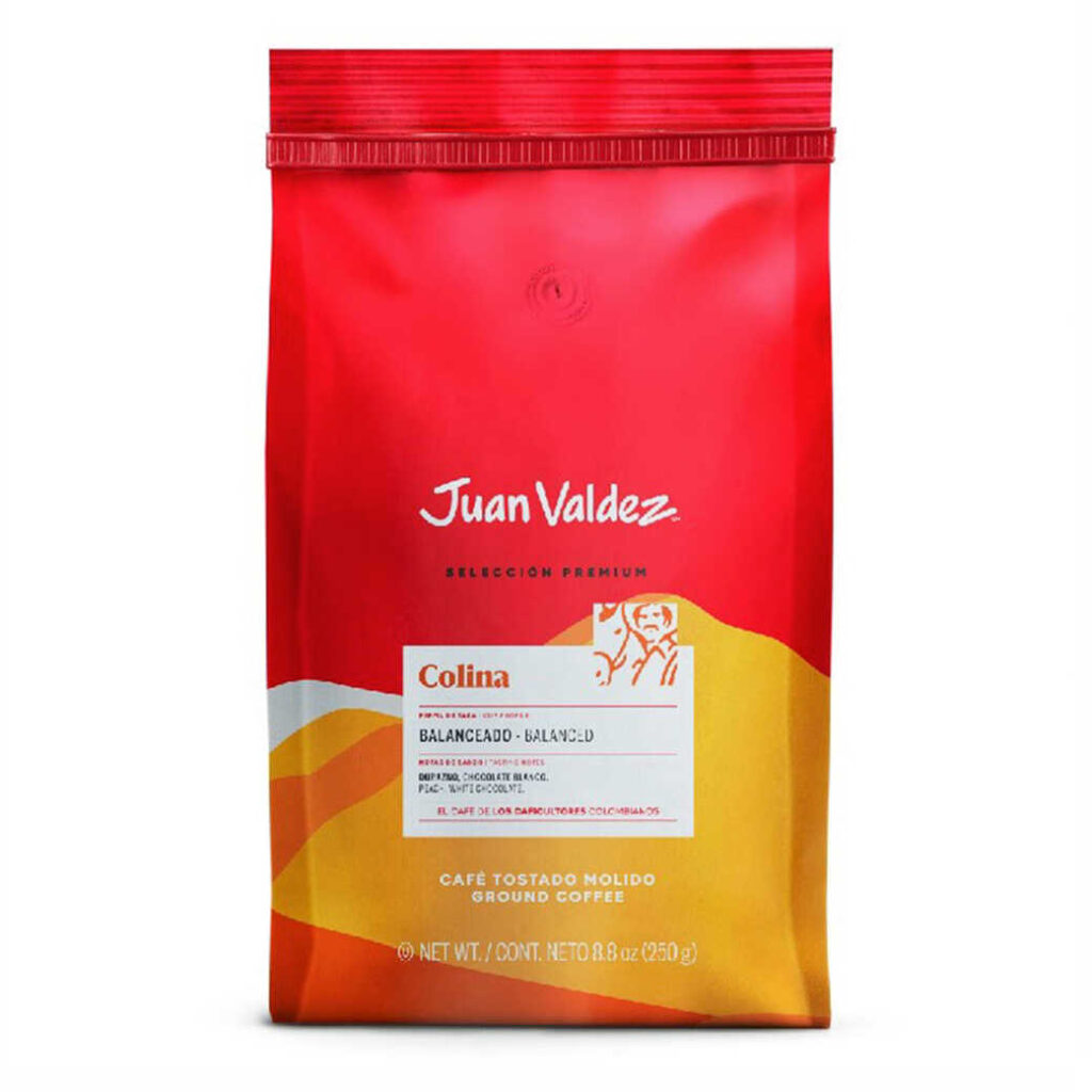 cafe juan valdez colina molido de 250gr, este cafe valdez es de los preferidos por los chilenos